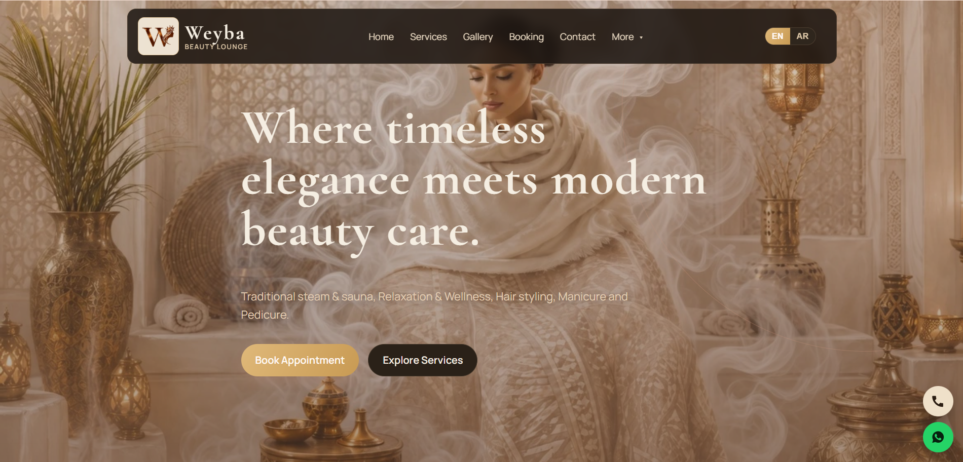 Weyba Beauty Lounge website homepage screenshot